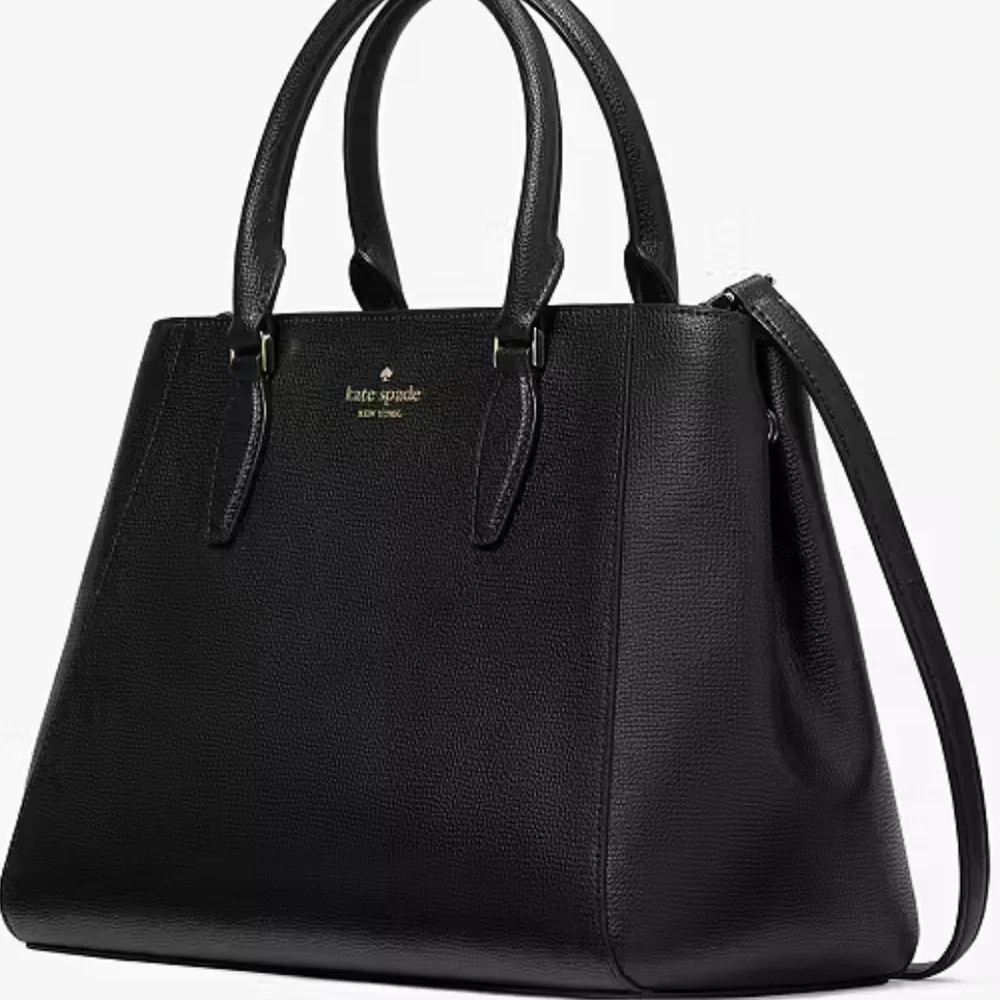 NEW black leather Kate Spade satchel two way bag - $399 retail - Picture 4 of 12